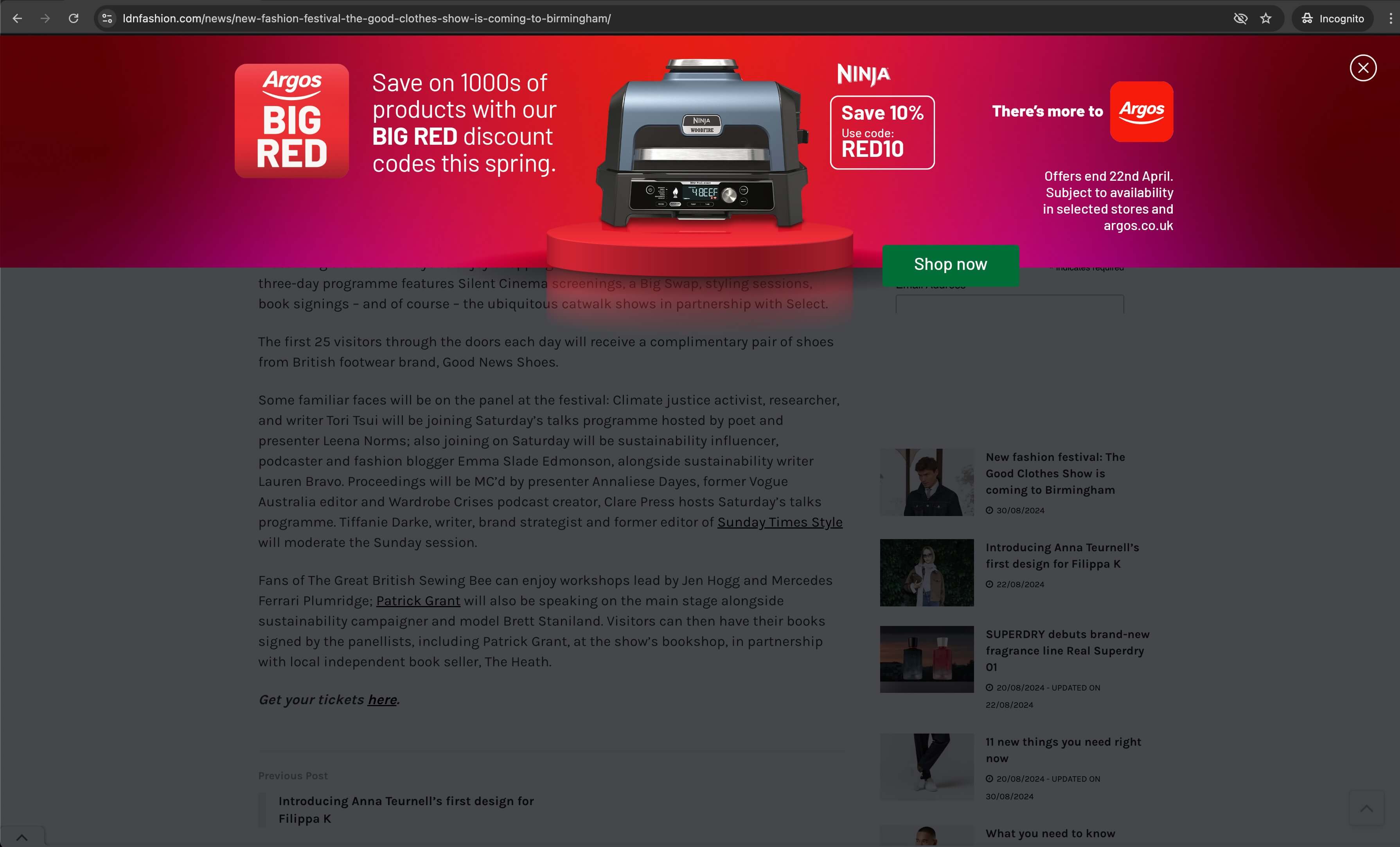 Full-width billboard takeover on a premium editorial page